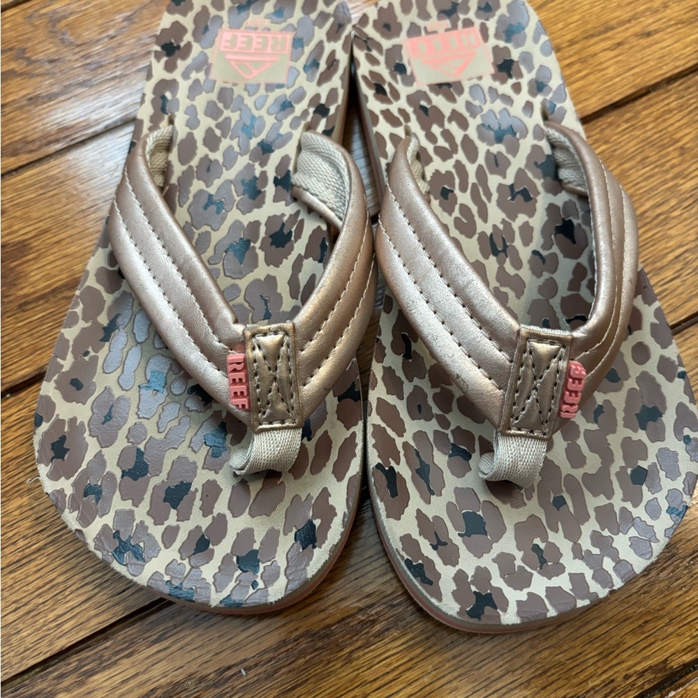 Reef Kids' Leopard Print Sandals - Brown
